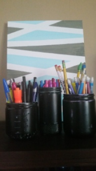 Painted Glass Jar Pencil Holder